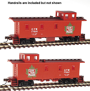 30' Wood, 3-Window Caboose w/Offset Cupola (Ready to Run) Limited-Run 2-Pack -- Grand Trunk Western