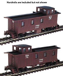 30' Wood, 3-Window Caboose w/Offset Cupola (Ready to Run) Limited-Run 2-Pack -- Chicago, Burlington & Quincy