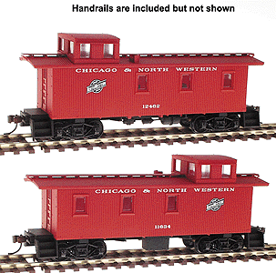 30' Wood, 3-Window Caboose w/Offset Cupola (Ready to Run) Limited-Run 2-Pack -- Chicago & North Western