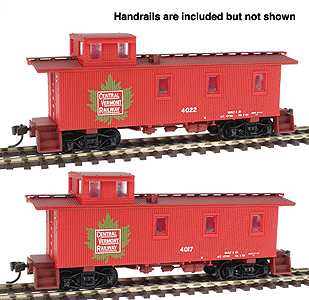 30' Wood, 3-Window Caboose w/Offset Cupola (Ready to Run) Limited-Run 2-Pack -- Central Vermont