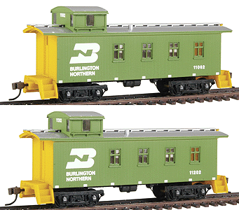 4-Window Wood Caboose - Ready to Run 2-Packs - Limited-Run -- Burlington Northern (green)