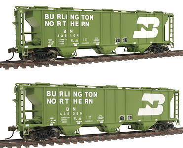 Gold Line(TM) PS-2 2893 Cubic Foot 3-Bay Covered Hopper Assembled 2-Pack -- Burlington Northern Limited Run