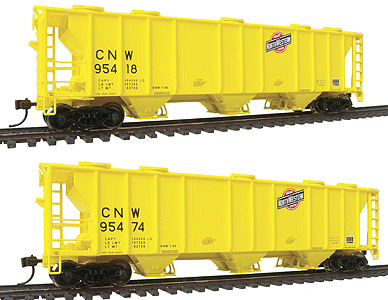 Gold Line(TM) PS-2 2893 Cubic Foot 3-Bay Covered Hopper Assembled 2-Pack -- Chicago & North Western(TM) - Limited Run