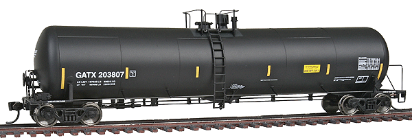 Trinity 30,000-Gallon Tank Car 3-Pack - Ready to Run - Platinum Line(TM) -- GATX #203715, 203784, 203807  (black, yellow Conspicuity Marks)