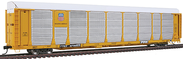 Gold Line(TM) Bi-Level Auto Carrier Ready to Run -- Union Pacific(R) Rack #L53441/Flat TTGX #979923 (yellow)