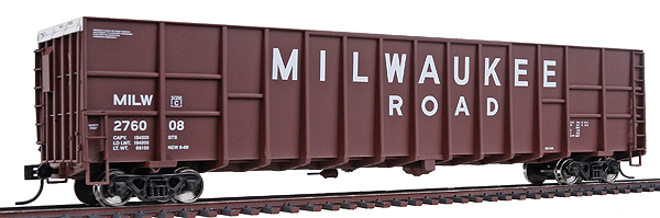 Gold Line(TM) 61' Wood Chip Gondola Ready to Run Single Car -- Milwaukee Road #276008