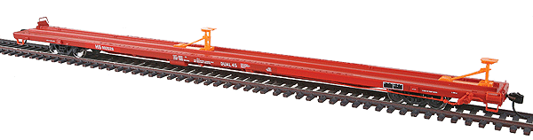 All-Purpose 89' Flatcar w/P-S Hitches - Ready to Run - Gold Line(TM) -- H&S Railroad #902528 (red)