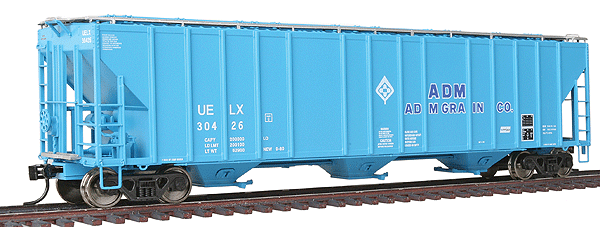 Platinum Line(TM) Evans 4780 Cubic Foot 3-Bay Covered Hopper - Ready to Run -- Archer-Daniels-Midland UELX #30426 (blue)