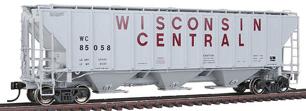 Platinum Line(TM) PS2-CD 4427 High-Side Covered Hopper Ready to Run -- Wisconsin Central #85058 (gray, maroon lettering)