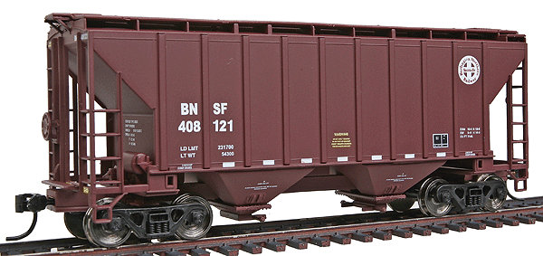 Gold Line(TM) Trinity 2-Bay Cement Service Covered Hopper - Ready to Run -- Burlington Northern Santa Fe #408121 (Mineral Brown, Circle/Cross Logo)