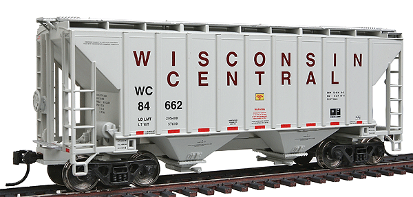 Gold Line(TM) Trinity 2-Bay Cement Service Covered Hopper - Ready to Run -- Wisconsin Central #84662 (light gray, maroon lettering)