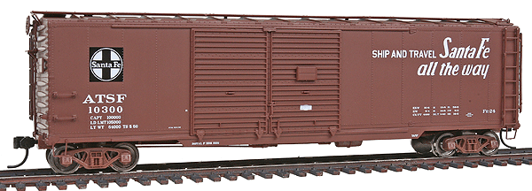 Platinum Line(TM) 50' Double-Door Automobile Boxcar w/End Doors -- Santa Fe #10300 (Mineral Red, El Capitan Slogan)