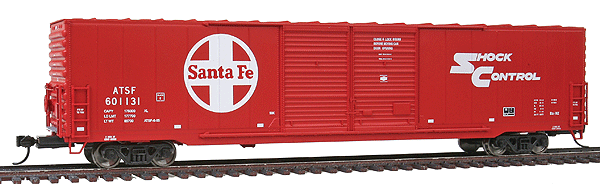 60' P-S Double-Door Auto Parts Boxcar - Ready to Run - Platinum Line(TM) -- Atchison, Topeka & Santa Fe #601131 (red, "Shock Control" Logo)