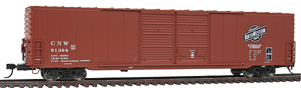 60' P-S Double-Door Auto Parts Boxcar - Ready to Run - Platinum Line(TM) -- Chicago & North Western(TM) #91364 (Boxcar Red, Employee Owned Logo)