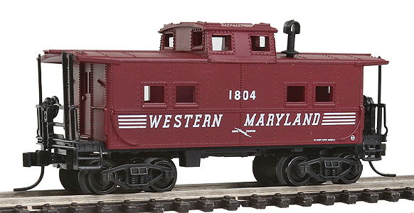 NE-Style Center Cupola Caboose - Ready to Run -- Western Maryland #1804 (Boxcar Red, Speed Lettering)