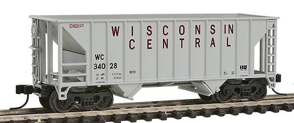 Greenville 100-Ton 2-Bay Hopper - Ready to Run -- Wisconsin Central #34028 (gray, maroon)