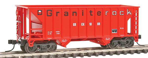 Greenville 100-Ton 2-Bay Hopper - Ready to Run -- Granite Rock GRCX #1808 (orange, black, white)