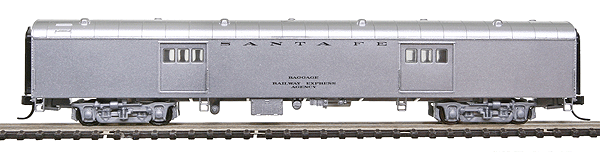 Pullman-Standard Streamlined 72' Baggage Car -- Santa Fe (Smooth Sides, silver)