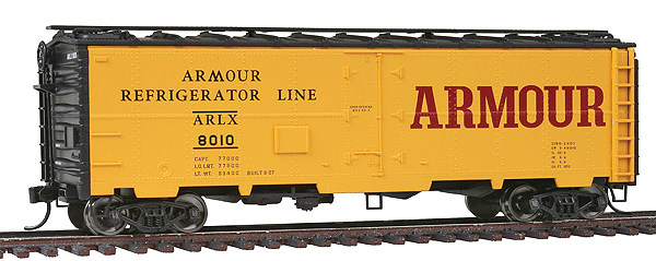 GATX 40' Steel Ice-Cooled Meat Reefer - Ready to Run -- Armour ARLX #8010 (yellow)