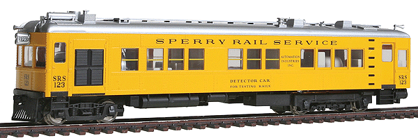 58' Sperry Rail Detector Car - Standard DC -- Sperry Rail Service #123 (1960s-Early 1980s Scheme; yellow, Roman Lettering)
