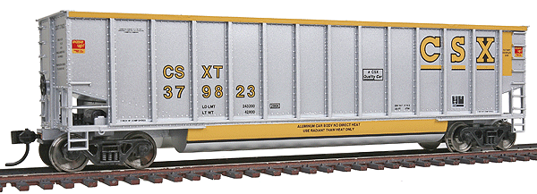 Bethgon Coalporter Gondola 6-Pack - Ready to Run -- CSX #379786, 379798, 379799, 379804, 379807, 379823 (gray, yellow Lettering)