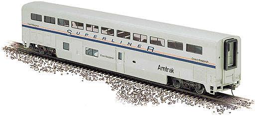 85' Streamlined Superliner(R) I Coach/Baggage Ready to Run -- Amtrak(R) - Phase IV