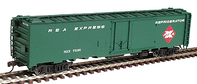 50' Railway Express Agency Riveted Steel Express Reefer (Ready to Run) -- Railway Express Agency Express (Hunter Green w/REA logo herald)