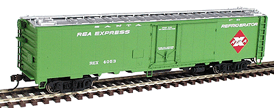 50' Railway Express Agency Riveted Steel Express Reefer (Ready to Run) -- Santa Fe