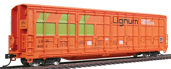 Gold Line(TM) 56' Thrall All-Door Boxcar Ready to Run -- Lignum LUNX #80012 (Orange Scheme)