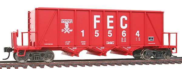 40' Ortner 100-Ton Open Aggregate Hopper - Ready to Run - Platinum Line(TM) -- Florida East Coast #15564 (black, white, Safety Logo)