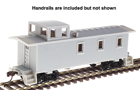 30' Wood, 3-Window Caboose w/Offset Cupola (Ready to Run) -- Undecorated