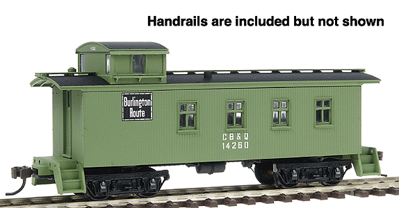4-Window Wood Caboose - Ready to Run -- Chicago, Burlington & Quincy (green)