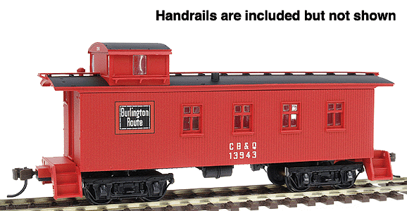 4-Window Wood Caboose - Ready to Run -- Chicago, Burlington & Quincy (red w/modern multi-color herald)