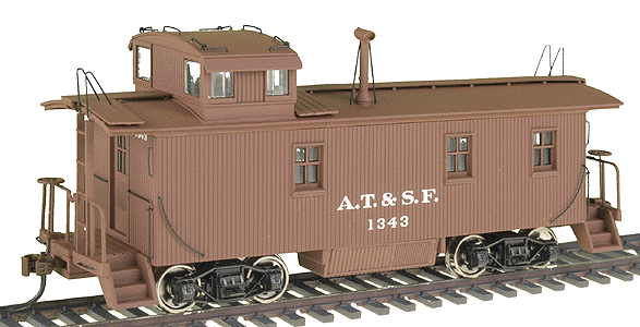 Platinum Line(TM) Santa Fe 1300-Series Wood Caboose (Waycar) Ready to Run -- A.T.& S.F. Lettering; Pre-1938