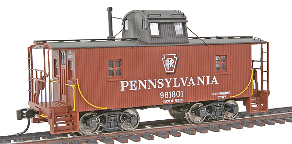 Platinum Line(TM) Pennsylvania N6B Wood Cabin Car (Caboose) Ready to Run -- Pennsylvania #981801 w/Centered Cupola; Keystone at Top