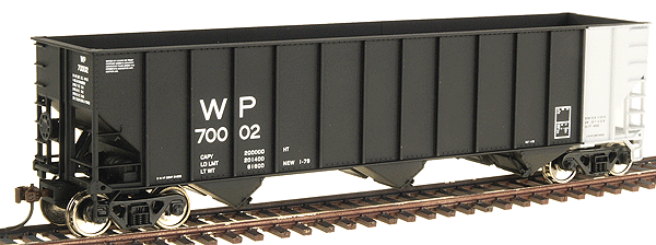 Gold Line(TM) Bethlehem 4000 Cubic Foot 3-Bay Hopper 6-Pack - Ready to Run -- Western Pacific(TM) (black w/white end)