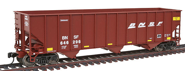 Gold Line(TM) Bethlehem 4000 Cubic Foot 3-Bay Hopper 6-Pack - Ready to Run -- BNSF Railway (Oxide Red w/Wedge Logo)