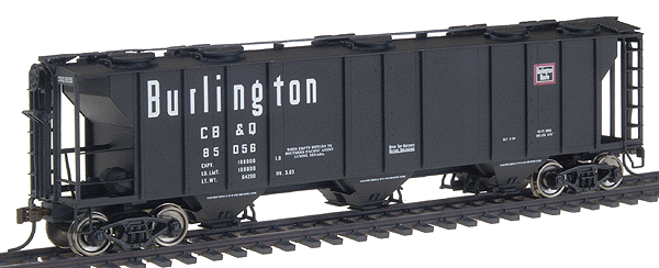 Gold Line(TM) PS-2 2893 Cubic Foot 3-Bay Covered Hopper Ready to Run -- Chicago, Burlington & Quincy