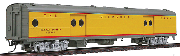 Milwaukee Road Express Car w/Conductors Window #1330-36 - Ready to Run -- Milwaukee Road (UP City Scheme, Armour Yellow, gray)