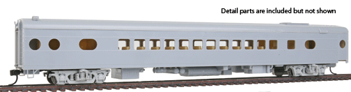 Undecorated Late Milwaukee Road Streamlined Car -- #535-Series Coach w/Straight Sills, 8' Nystrom Trucks & Disc Brakes
