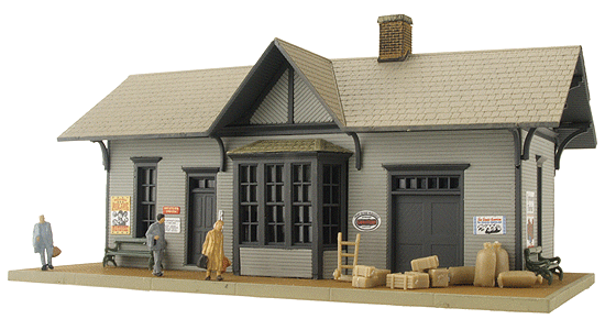 Cornerstone Series(R) Built-ups Golden Valley Depot -- Light Gray w/Dark Gray Trim  4 x 2-1/8 x 2"  10 x 5.3 x 5cm