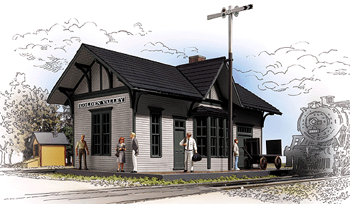 Cornerstone Series(R) Built-ups - Golden Valley Depot -- Light Gray w/Dark Gray Trim  6-1/2" x 3-3/8"  16.2 x 8.4cm