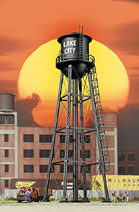 City Water Tower - Built-ups -- Assembled - Black - 3-3/4 x 3-3/4 x 11"  9.3 x 9.3 x 27.5cm-1