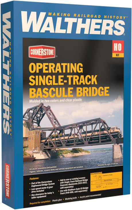 Operating Single-Track Railroad Bascule Bridge -- Kit - 33-1/2 x 3 x 11"  83.7 x 7.5 x 27.5cm-3