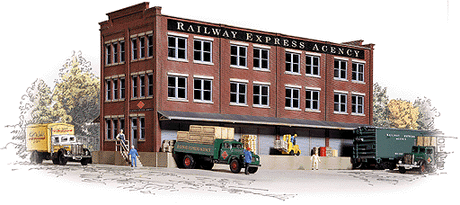 Railway Express Agency (REA) Transfer Building -- Kit - 13-1/8 x 6-1/8 x 6-3/8"  32.8 x 15.5 x 15.9cm-1