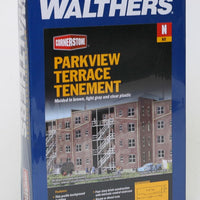 Parkview Terrace Background Building -- Kit - Brown w/Light Gray Trim - 4-5/8 x 3-1/2 x 1-5/8" 11.7 x 8.8 x 4.1cm
