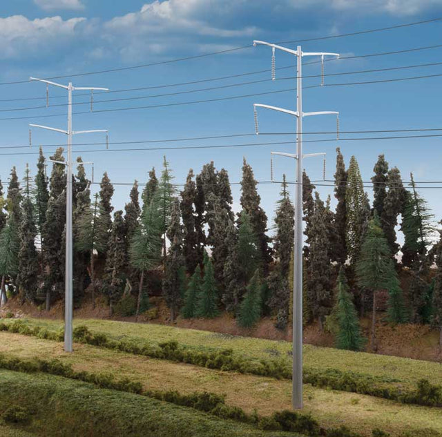 Modern High Voltage Transmission Towers - Kit -- Each Pole Stands 9-3/4"  24.7cm Tall-1