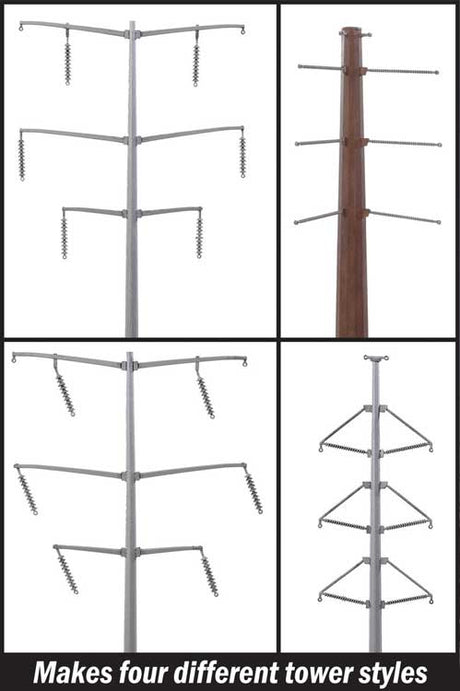 Modern High Voltage Transmission Towers - Kit -- Each Pole Stands 9-3/4"  24.7cm Tall-2