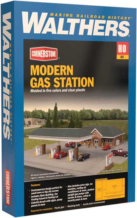 Modern Gas Station -- Kit - Main Building: 10-7/16 x 6-1/2 x 3-1/8"  26.5 x 16.5 x 7.9cm-5