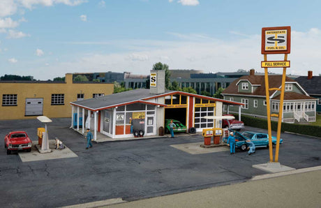 Vintage Gas Station -- Kit - Main Building: 10-1/2 x 9 x 3-3/16"  26.6 x 22.8 x 8cm-1